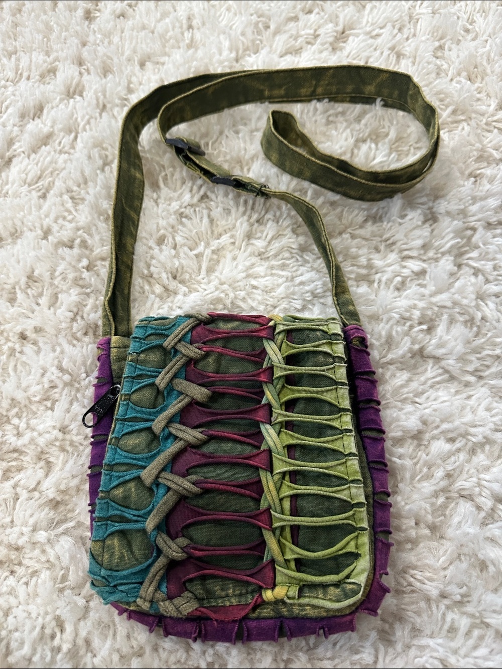 THE COLLECTION ROYAL Y2K Boho Multicolor Woven Crossbody Bag Hippie Festival Fun